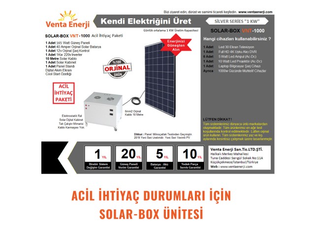 1KW Acil Hazır Solar Paket